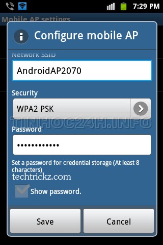 Configure Wifi hotspot on Android 2
