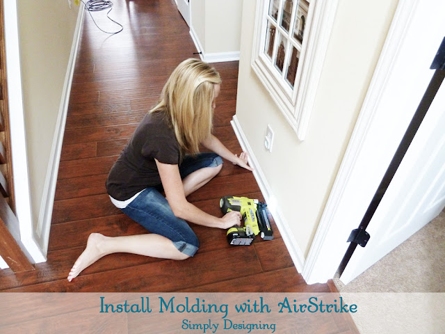 Install Molding using a Ryobi AirStrike when laying and installing laminate flooring yourself