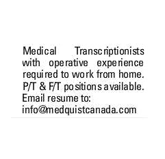 MEDQUIST CANADA - MEDICAL TRANSCRIPTIONST  1