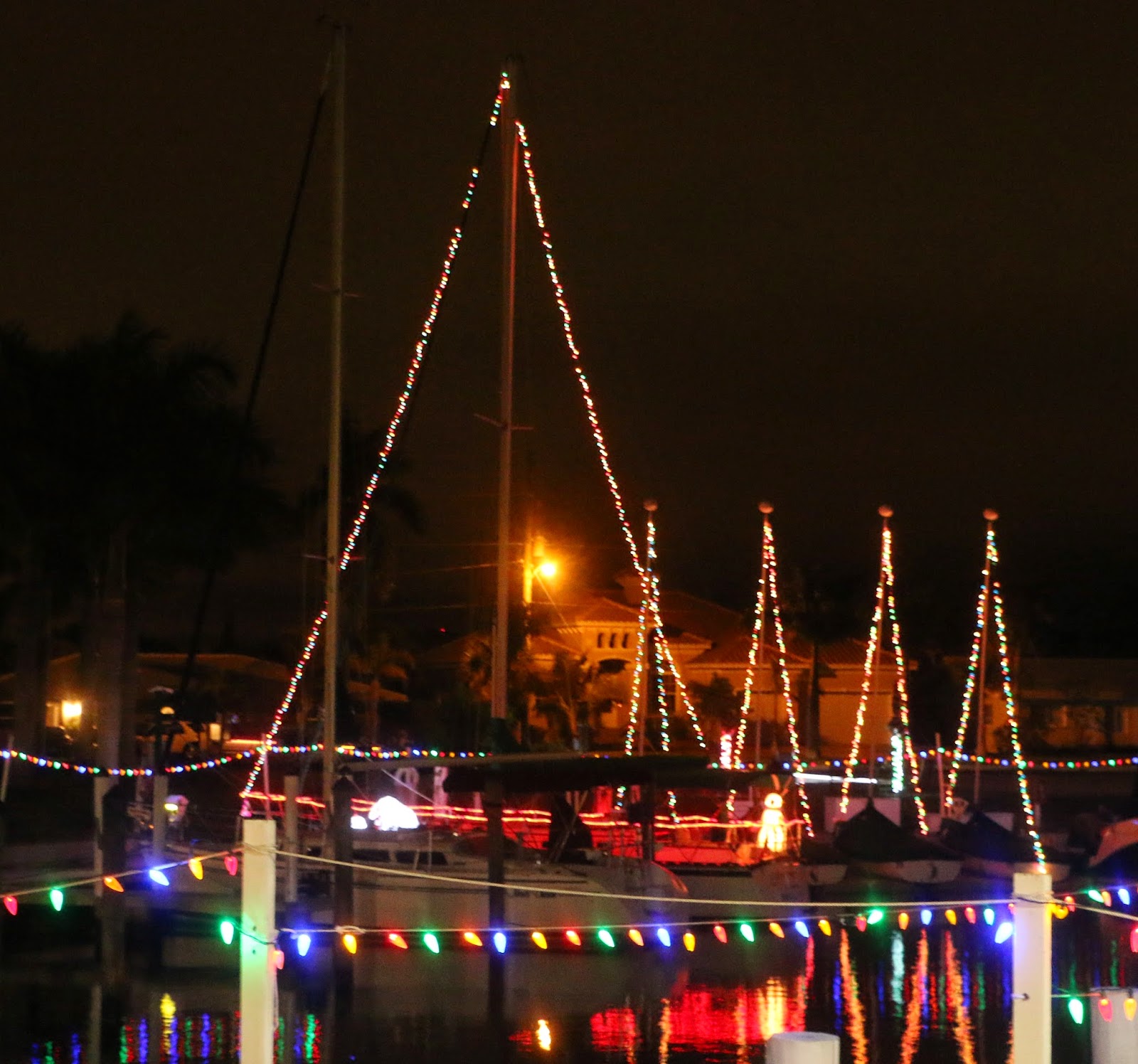 Punta Gorda Florida Daily Photo Sailboats in Lights at the Isles Yacht