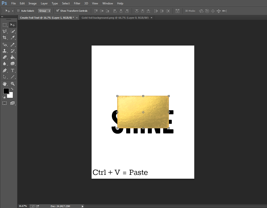 SM Editorial Create Gold Foil Text in