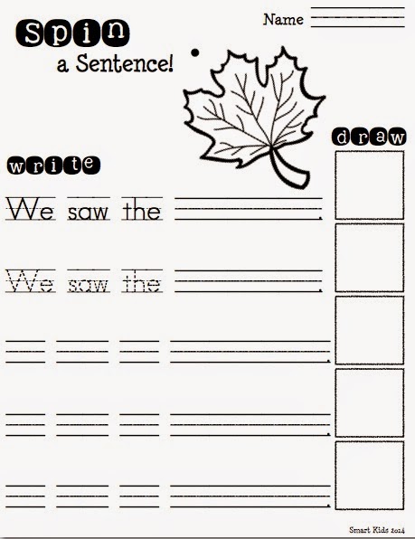 Spin-a-Sentence for sight word and handwriting practice! From Smart Kids.