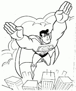 coloring page of superman flying above the buildings and streets into the sky free coloring pages for children download