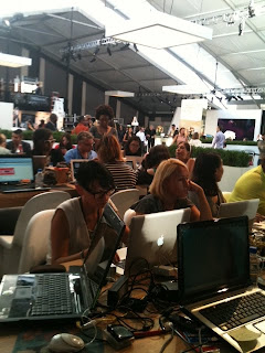 Blogging in the Lobby during Mercedes Benz Fashion Week