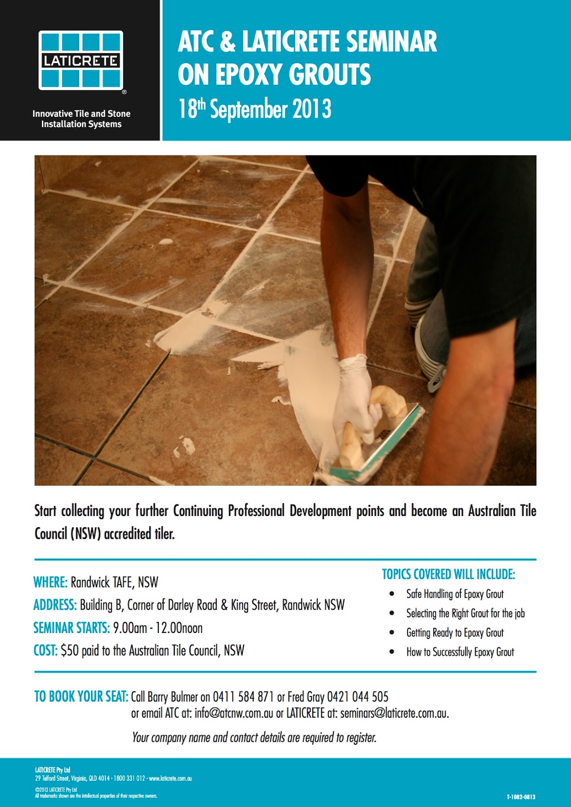 Laticrete Conversations Epoxy Grout Training in Sydney Australia