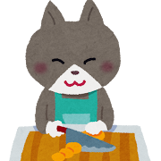 料理をする猫のキャラクターのイラスト