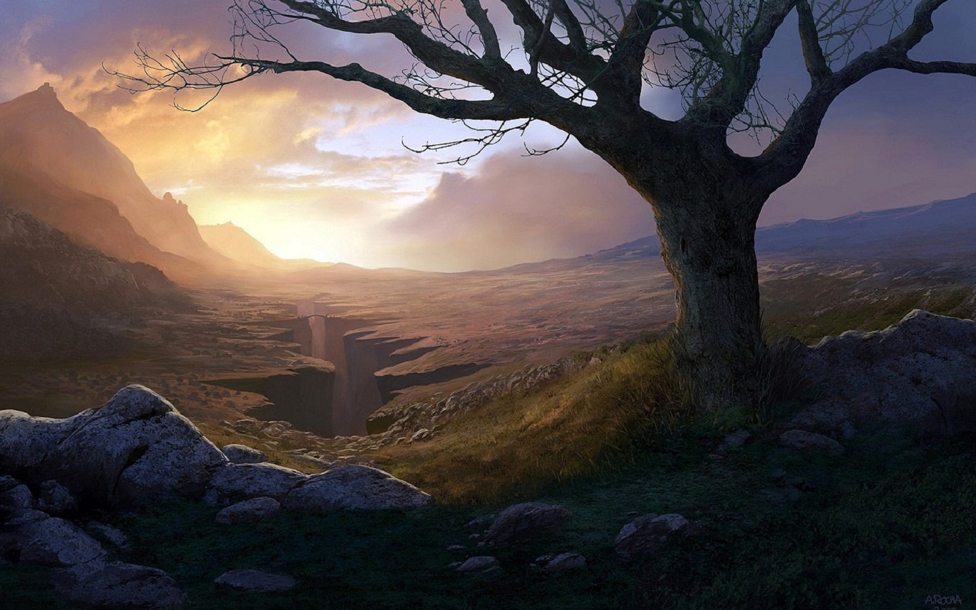 amanecer en las montañas