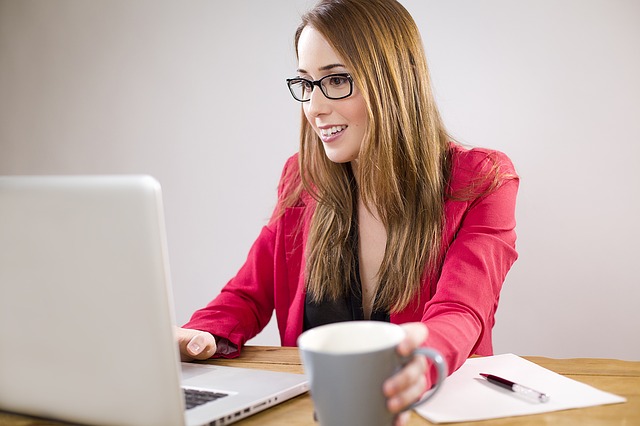 business woman working on laptop