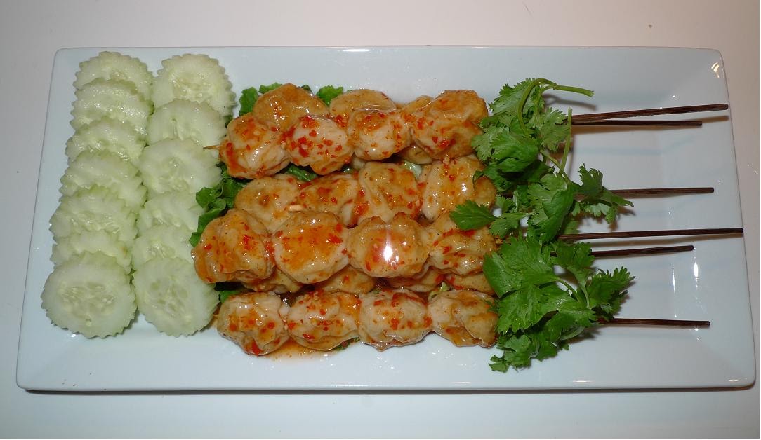 Amporn's Thai Kitchen Grilled fish balls with thickened sweet and sour