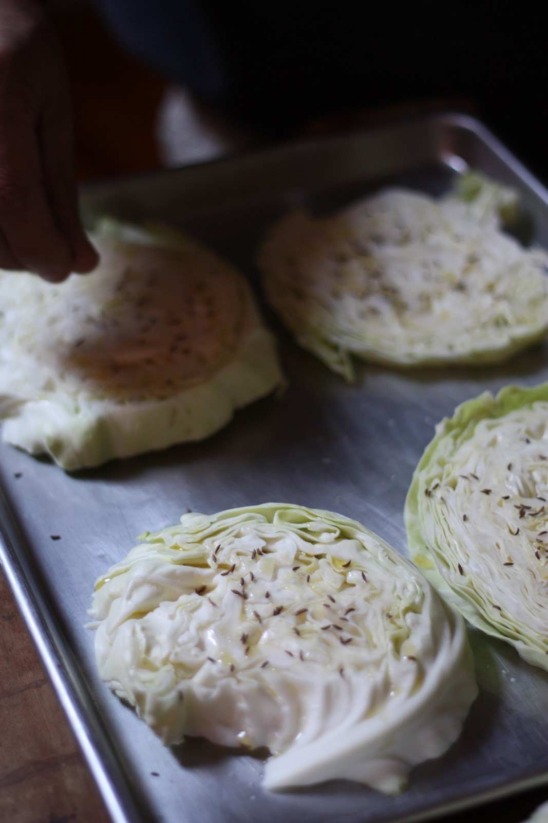 E.A.T. Roasted Cabbage with Caraway Seeds and Bacon