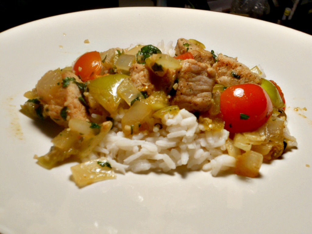 Tangy Pork with Tomatillos, Tomatoes, and Cilantro HezziD's Books