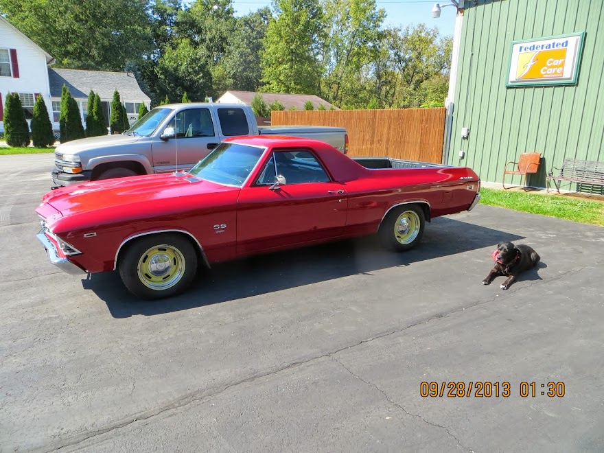 Buddy L acting Weird not peeing on the tires of this 69 El-Camino SS.