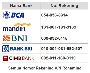 nomor rekening pembayaran, no rekening rohamina herba, nomo rekening rohamina, beli susu kambing hiagoat