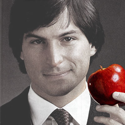 steve jobs holding apple