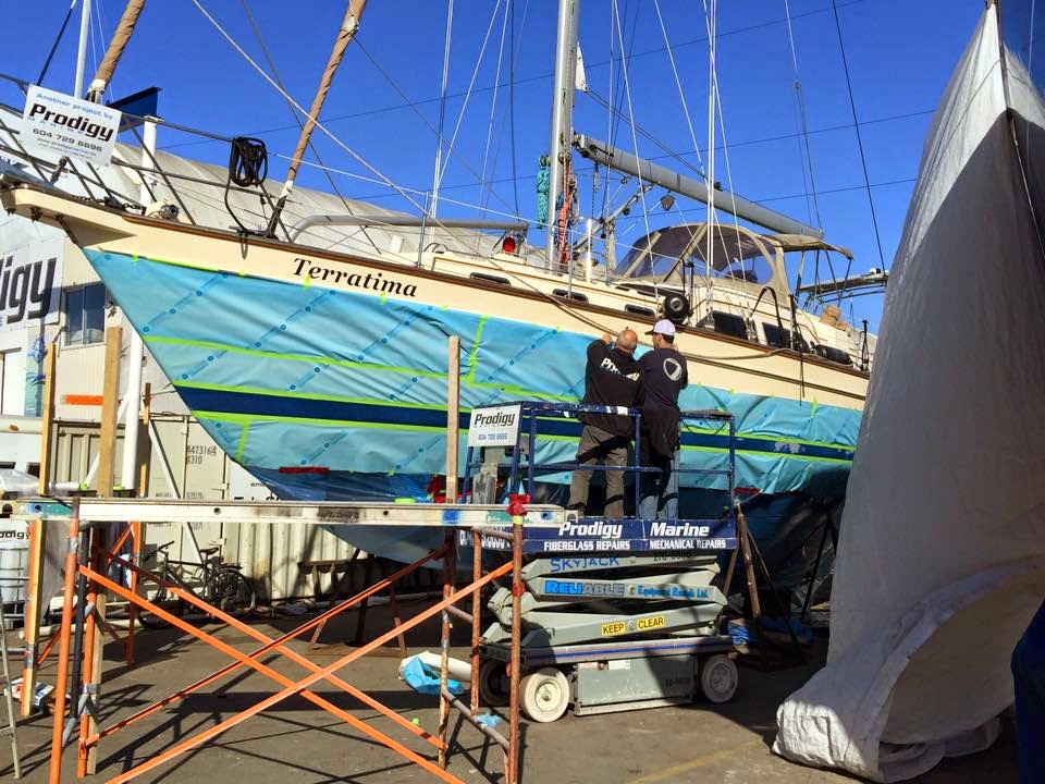 S/V TERRATIMA Freshly Painted Boot Stripe