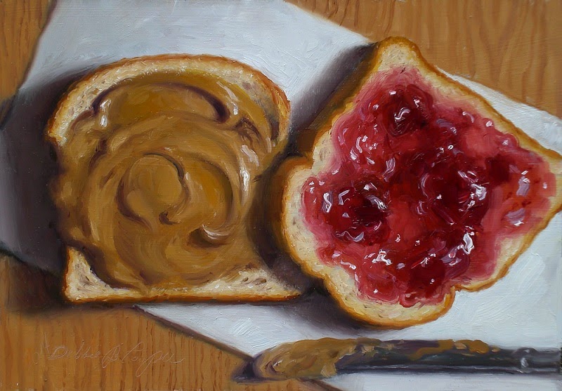 Peanut Butter & Jelly Duo Original Paintings PB+J 14x14