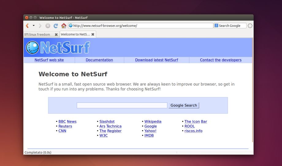 NetSurf in Ubuntu