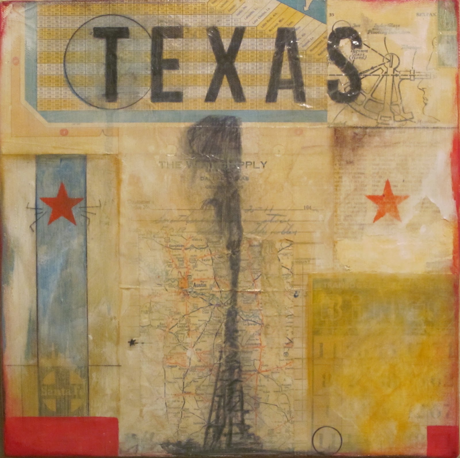 Lone Star 1 A Texas Collage Painting