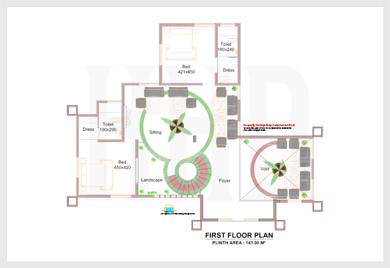 First floor plan of 4198 square feet 4 bedroom luxury home design - May 2012