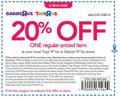 Babies r ys coupons