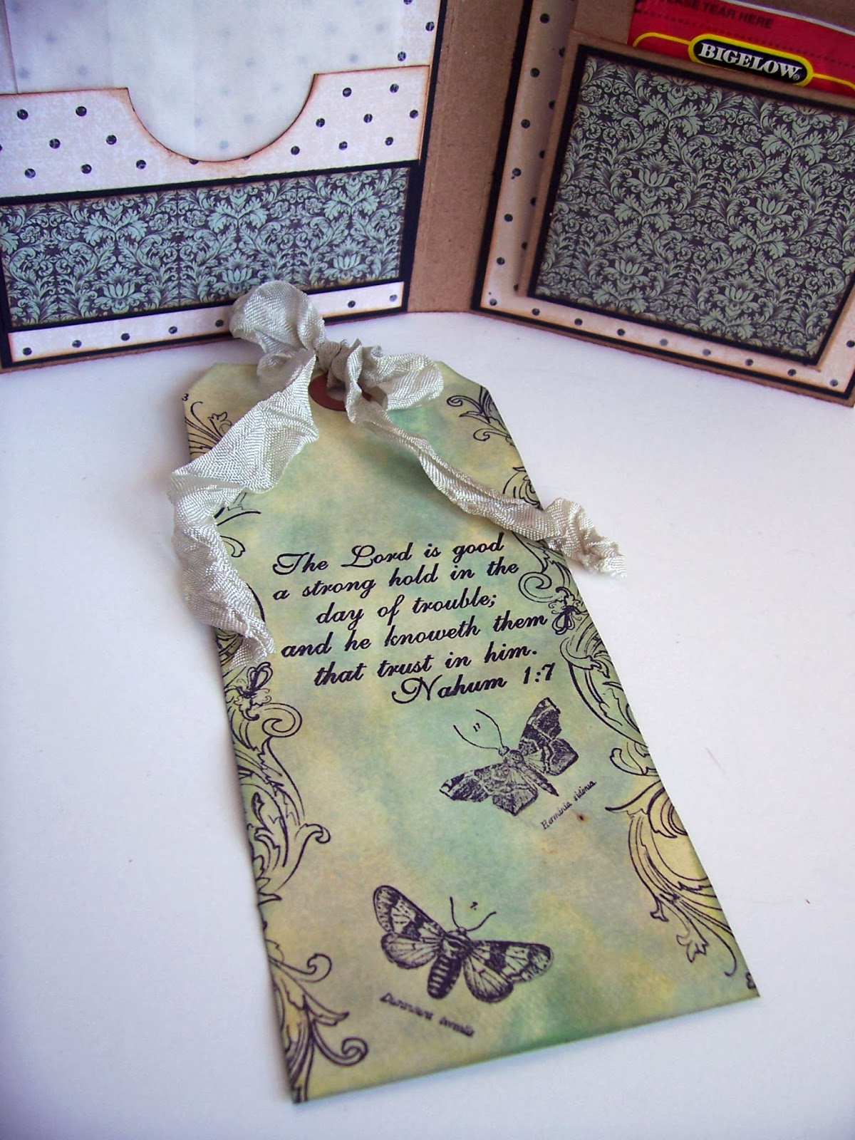 Hands to Work... Heart to Love Tracy's Triple Pocket Tea Bag Holder Card