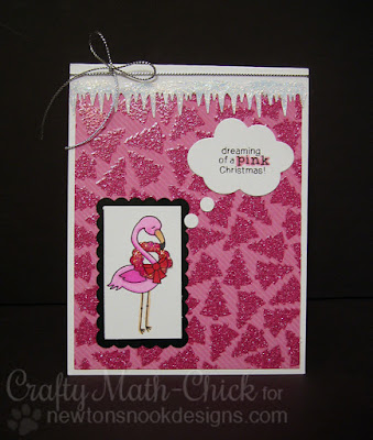 Sparkly Pink Flamingo Christmas Card by Crafty Math Chick | Festive Flamingos by Newton's Nook Designs