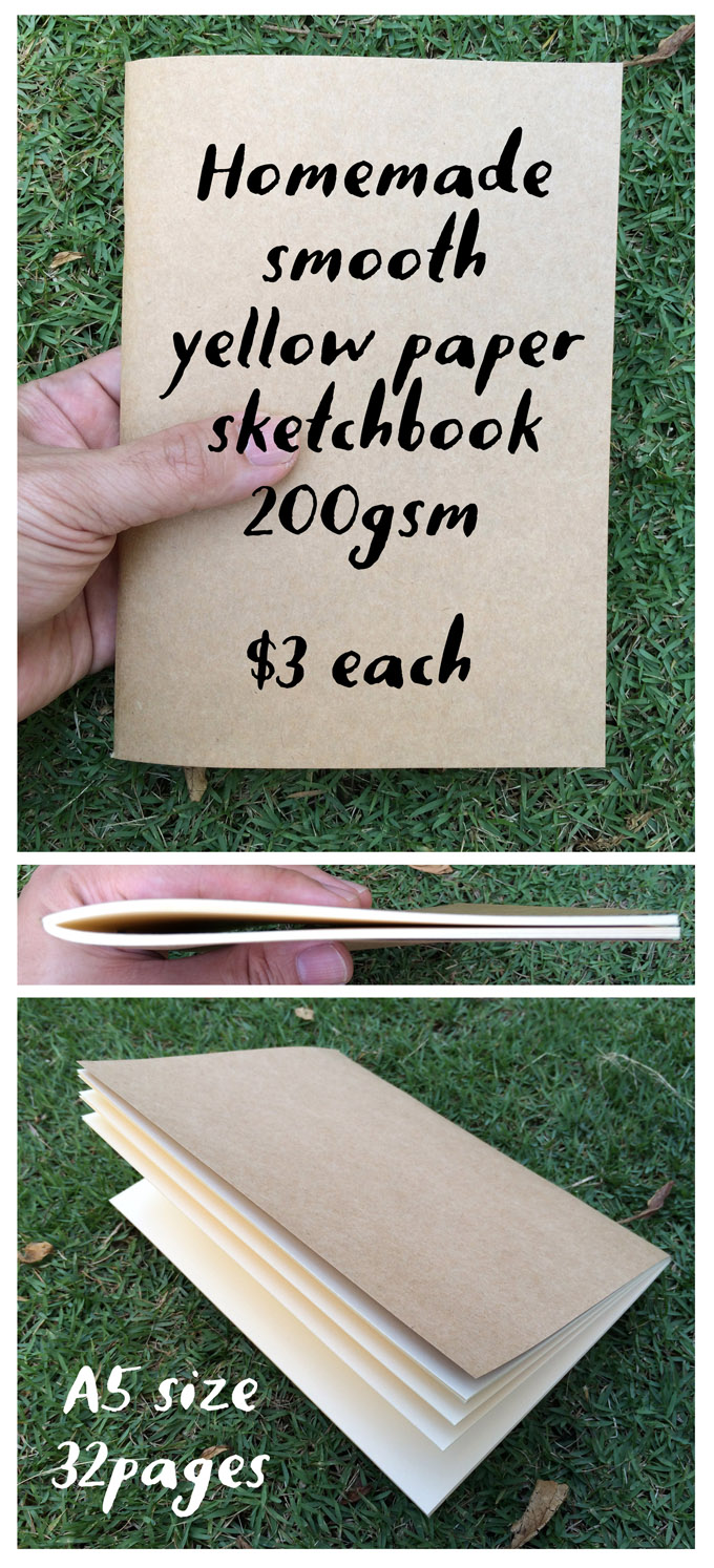 Urban Sketchers Singapore Homemade smooth yellow paper sketchbook