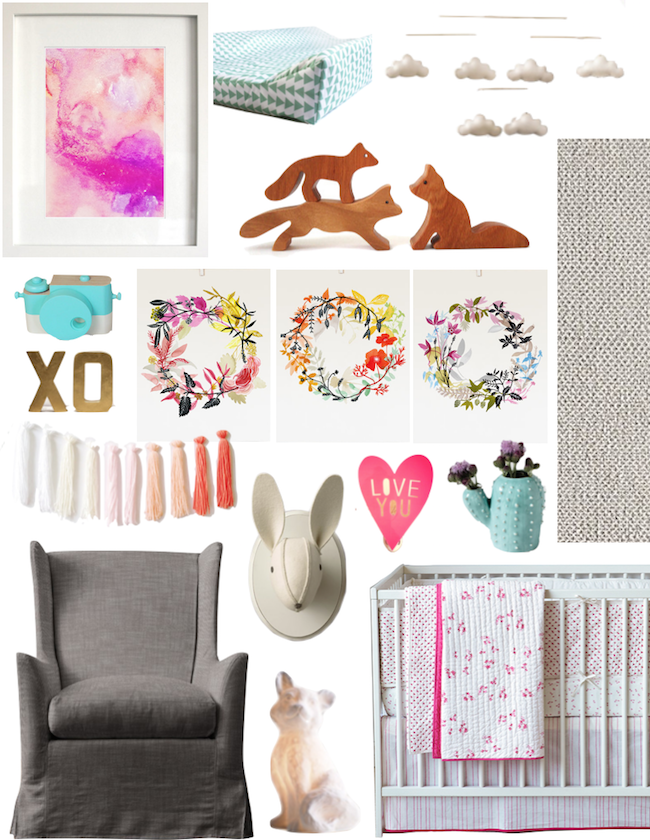 A Lovely Lark Pink & Mint Nursery Design Board