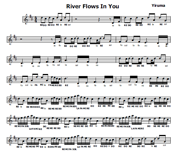 Musica E Spartiti Gratis Per Flauto Dolce River Flows In You