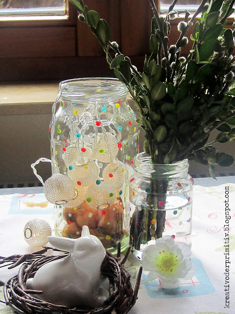 Einmachglas Marmeladeglas Glas Nagellack DIY selber machen basteln Punkte Vase Deko Recycling Upcycling
