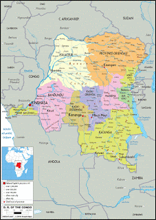 Congo Map: Democratic Republic of Congo Physical Wall Map