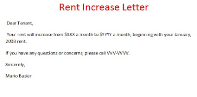rent increase letter sample, rent increase form, rent incerase notice 