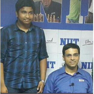 Former CCA Player Rohith Krishna with World Champion Vishy Anand