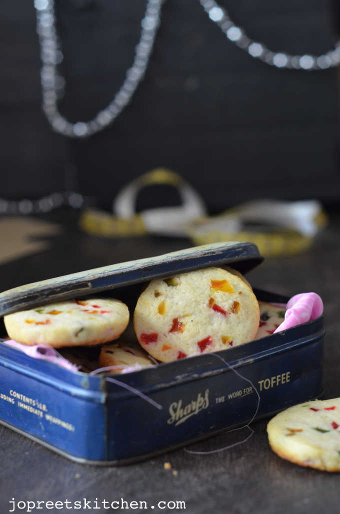 Eggless Tutti Frutti Cookies (Candied Fruit Cookies) Christmas