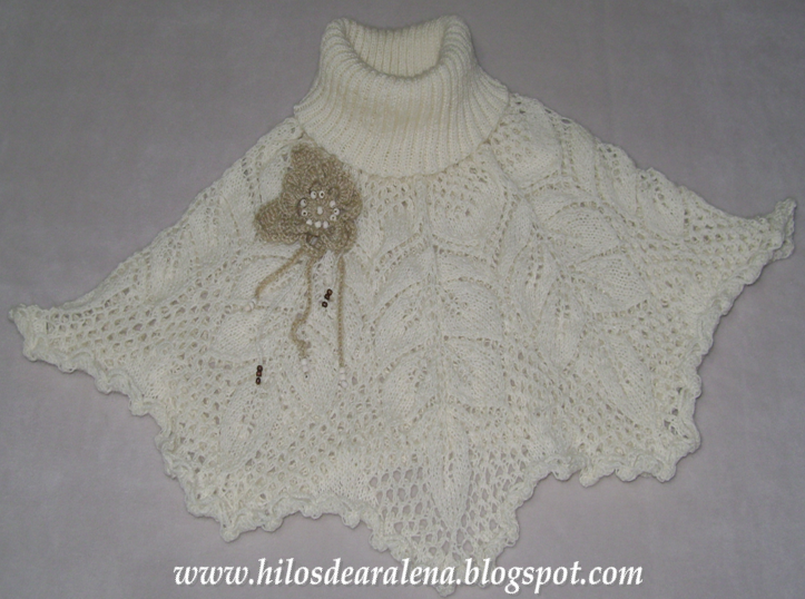 Hilos de Aralena: Cuello abrigado en 5 agujas con flores al crochet Hilos de Aralena: Cuello abrigado en 5 agujas con flores al crochet