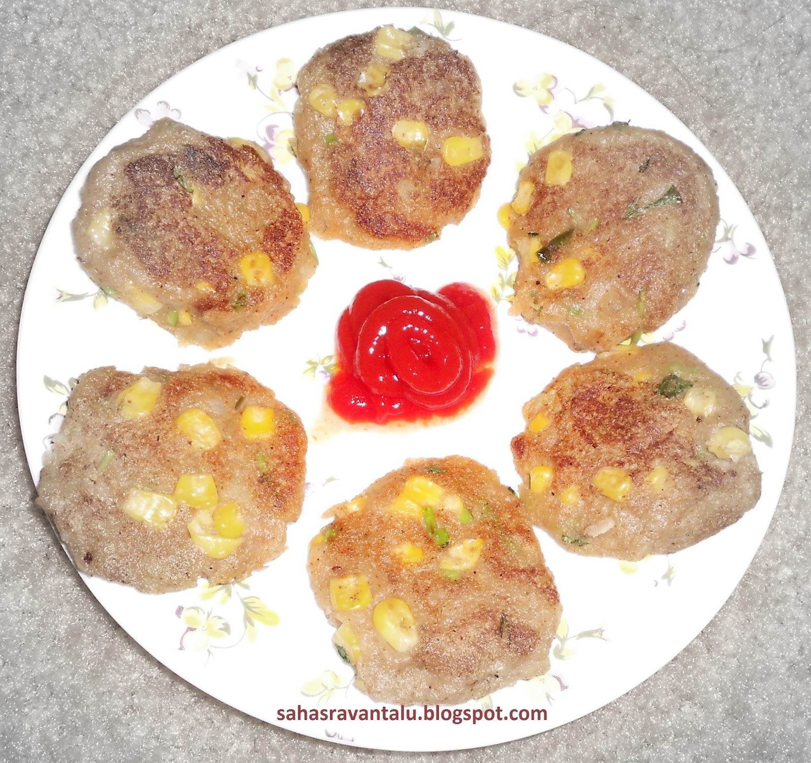 Sahasra Recipes Corn Aloo Tikki