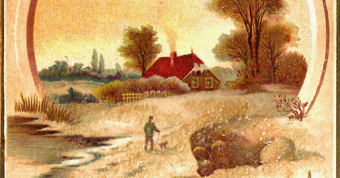 Antique Images: Free Winter Clip Art: Winter Country Scene at Christmas