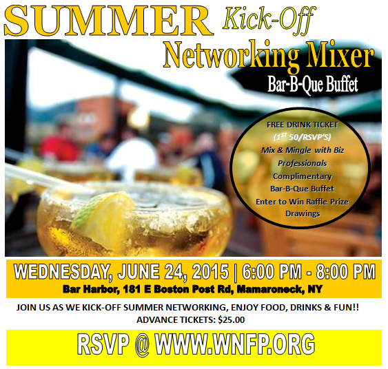 June 24th Summer BBQ Networking Mixer @ Bar Harbor, Mamaroneck, NY