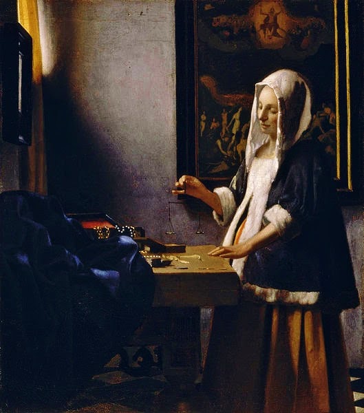 Paintings By Johannes Vermeer Woman Holding a Balance By Johannes Vermeer