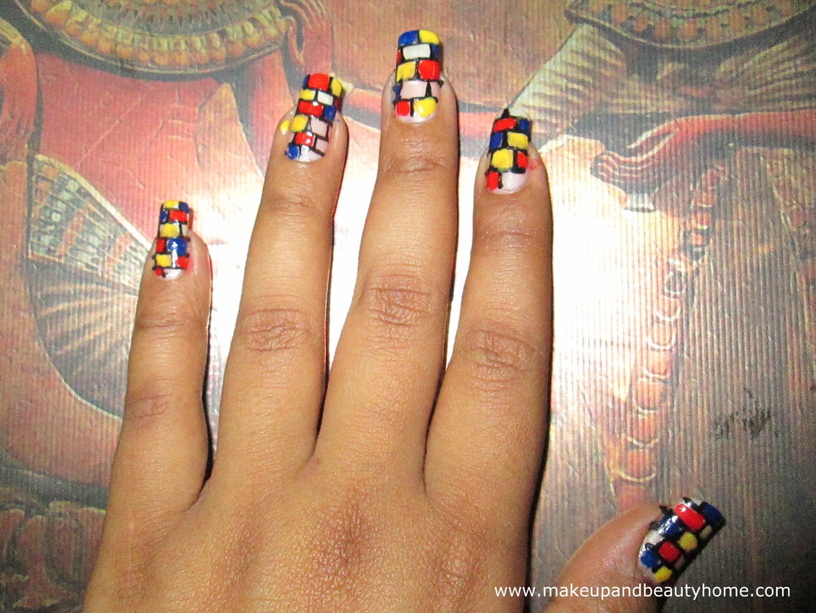 DIY Colorful Bricks Nail Art Step by Step Photo Tutorial