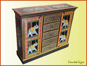 Indian Painted Furniture Wooden Hand Painted Items Hand Painted