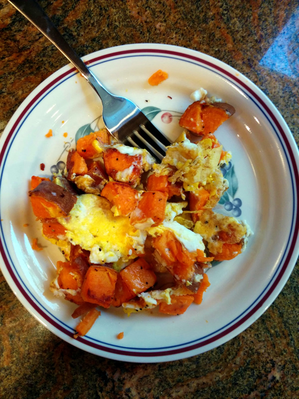 Sweet Potato Hash Browns with Eggs or What to Do with all Those Leftover Sweet Potatoes