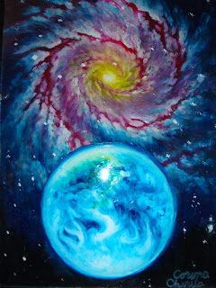 Picturile mele Pamantul+si+o+galaxie+peisaj+spatial+pictura+pe+sticla+in+ulei+-+Earth+and+a+galaxy+oil+on+glass+space+painting