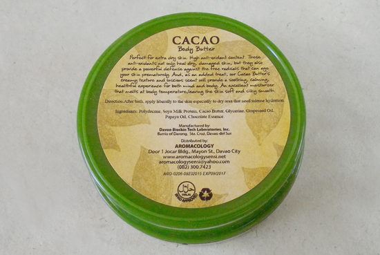 AROMACOLOGY CACAO BODY BUTTER PRODUCT REVIEW
