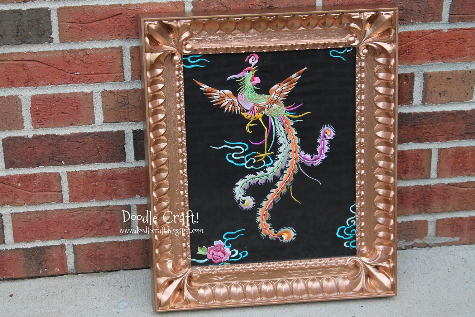 Doodlecraft Chinese Phoenix Wall Art in Vintage Frame!
