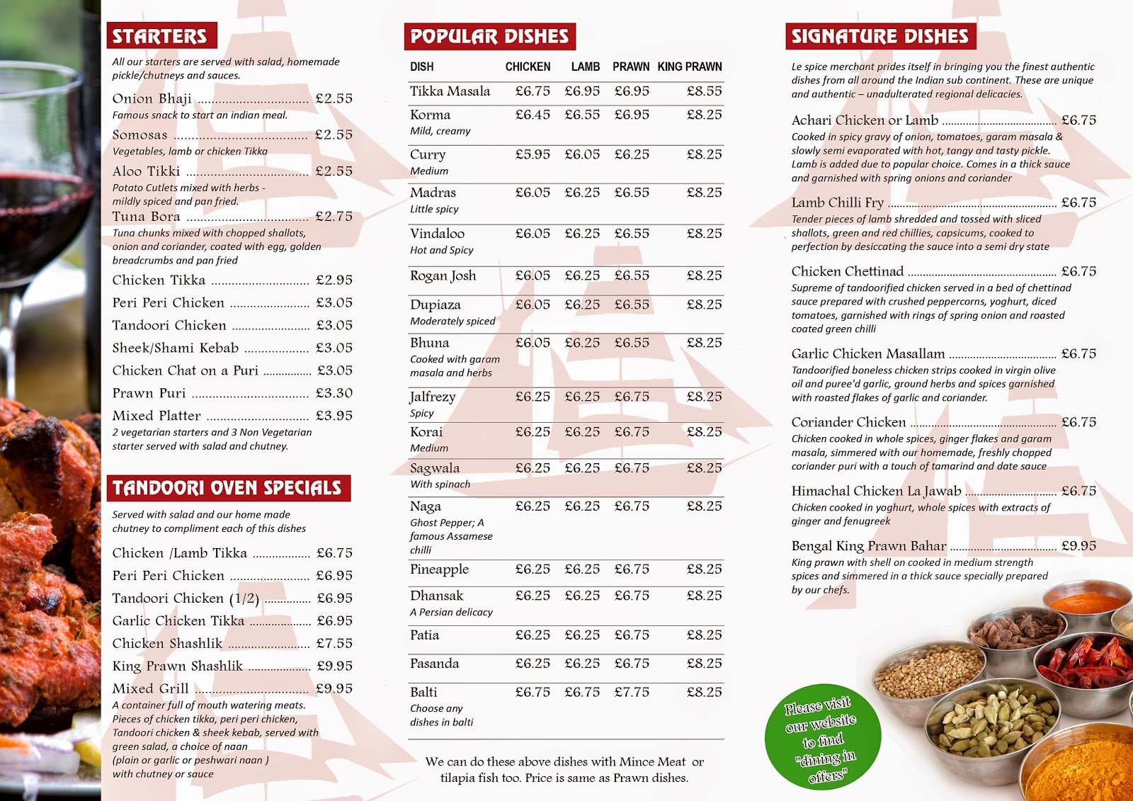 Le Spice Merchant; Indian Cuisine ; RestaurantTakeaway Delivery