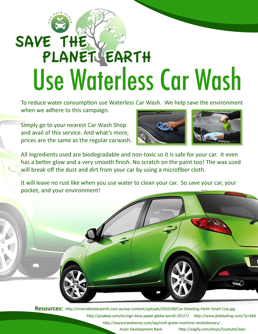 Marietta Hernandez Save the Earth, Use Waterless Car Wash