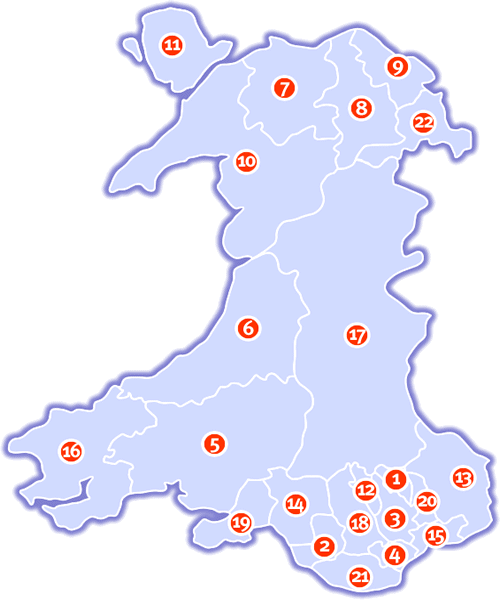 Map Wales Counties