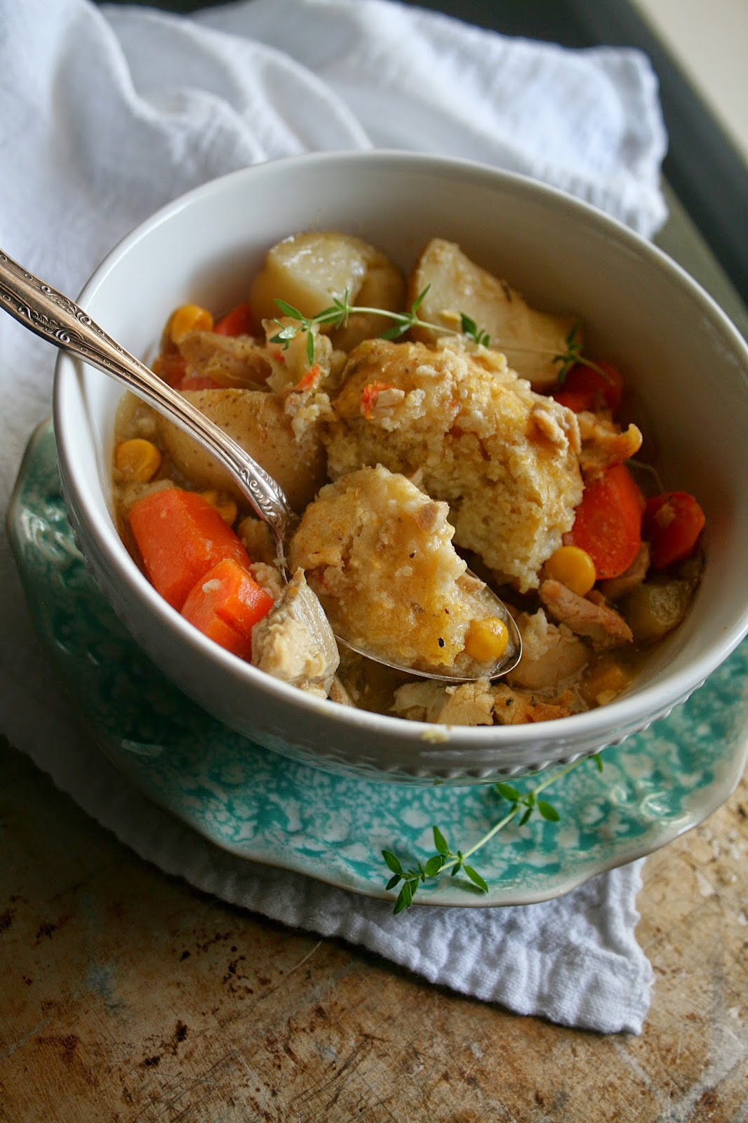 Annie à la Mode CrockPot Chicken & Cornmeal Dumplings