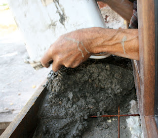 Making the window sills Making the window sills